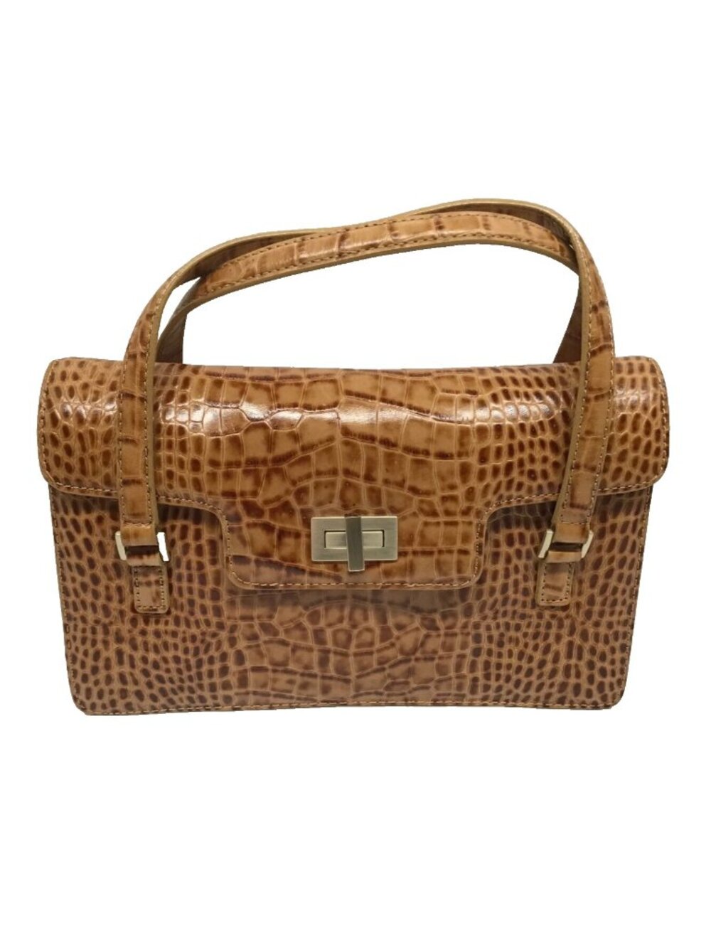 Antonio Melani Vintage 2000s Brown Crocodile Handbag Shoulder Purse
